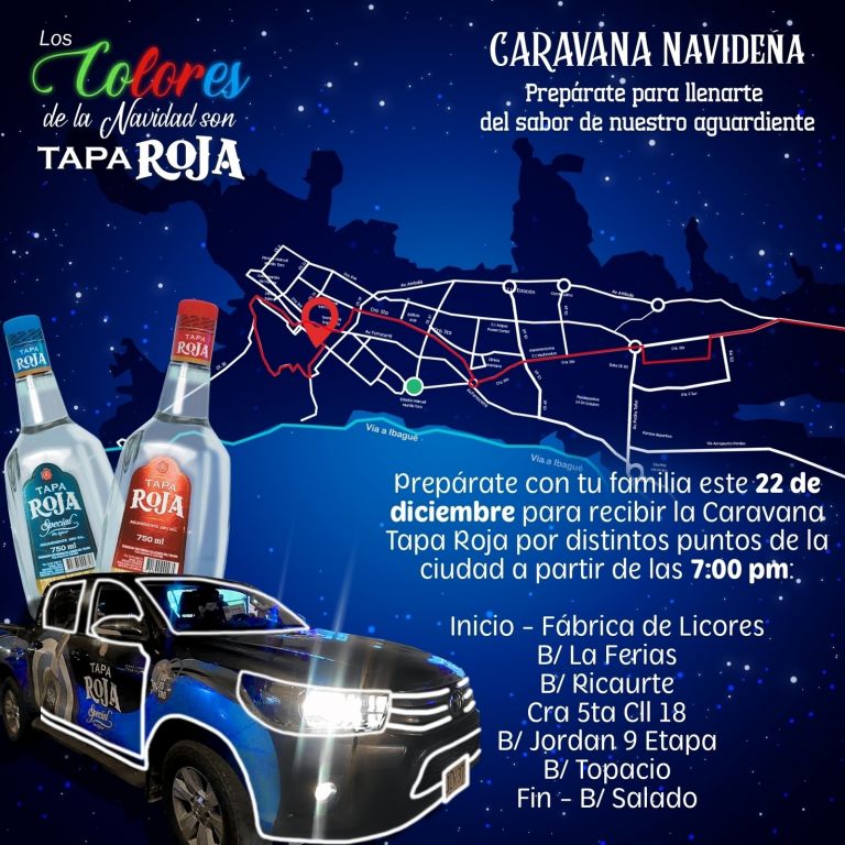 Llegan las caravanas de la navidad de Aguardiente Tapa Roja para recorrer la capital tolimense.