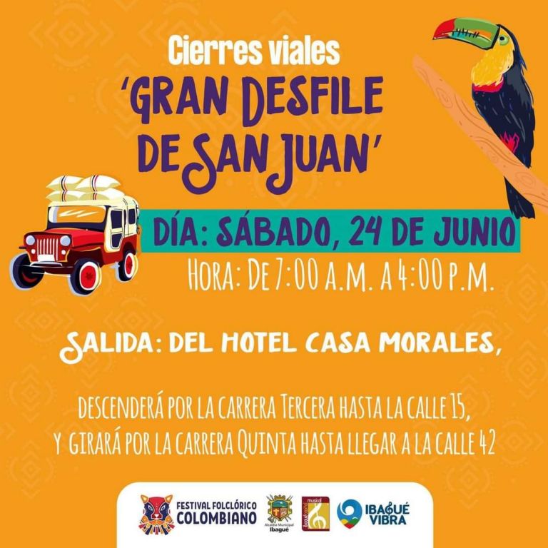 Se recuerda el día de hoy cierres viales por desfile de San Juan, en pocos minutos va iniciar desde el hotel casa morales quedamos atentos cualquier situación de emergencia o urgencia por est