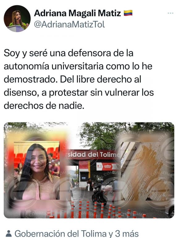 Gobernadora exigió justicia por ataque  a docente de la universidad del Tolima