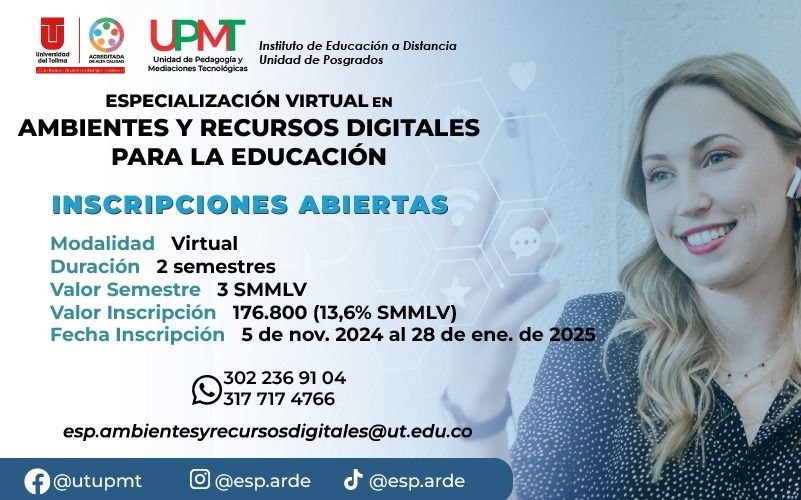 Abiertas las inscripciones para la Especialización Virtual en Ambientes y Recursos digitales para la educación