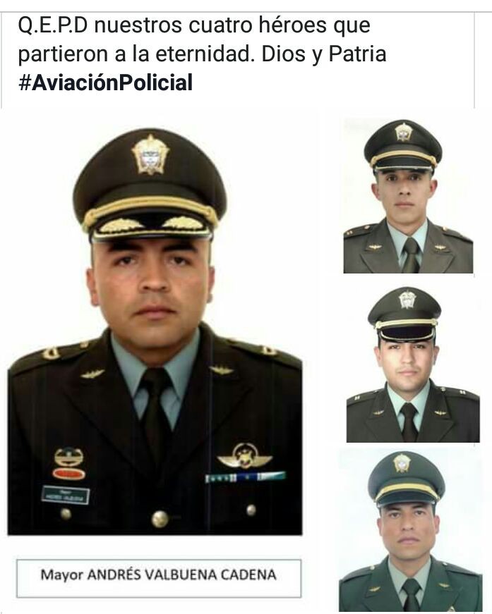 Policía se declaró de luto por siniestro aéreo ocurrido en Ibagué