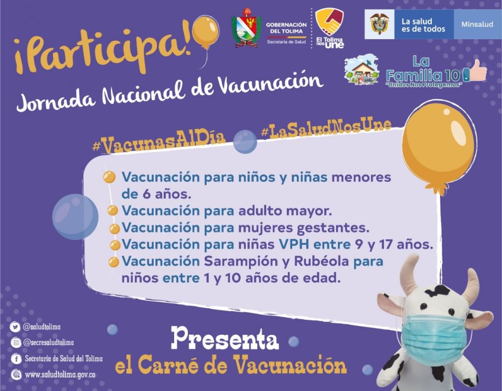 Todos los niños del Tolima deben tener su esquema de vacunación